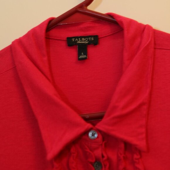 Talbots ruffle bib polo - Picture 3 of 4